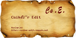 Csikár Edit névjegykártya